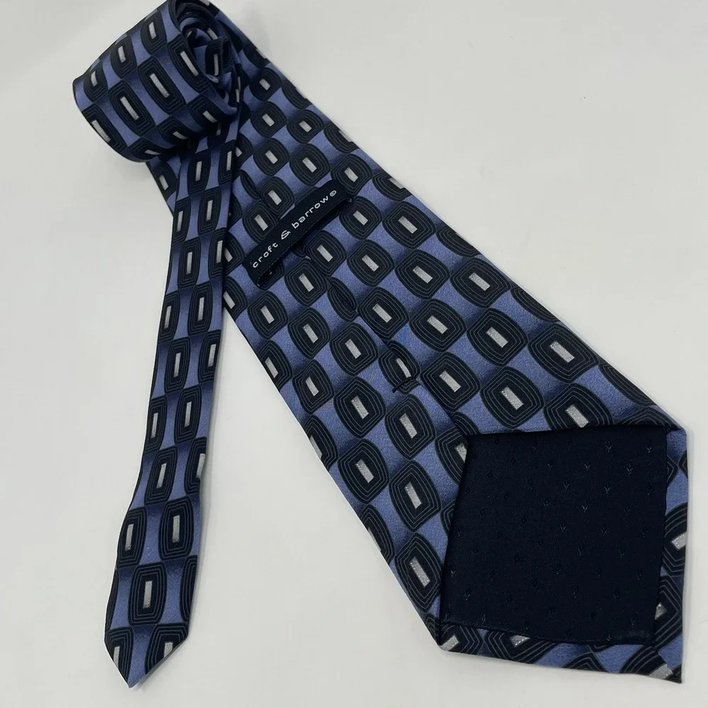 Croft Barrow 100% Silk Red Blue Black Vintage Stripes Geometric Classic Lot of 2